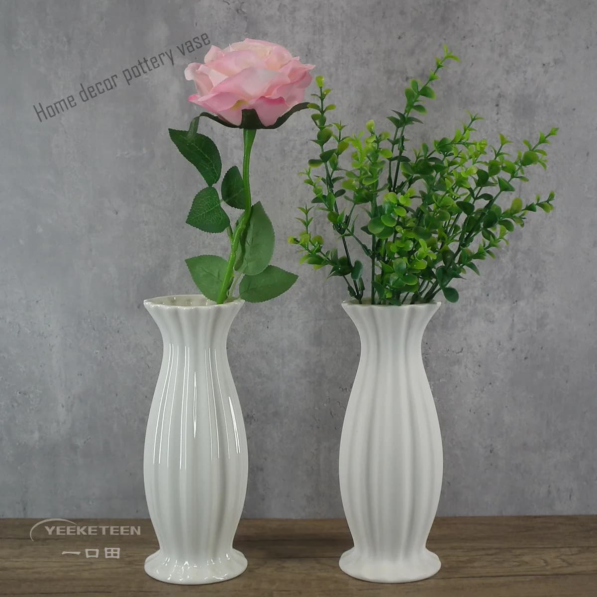 Ceramic Vase for Home Decoration Vase for Flowers, Imitating Roman Column Style Vase for Decoration Home Room Desk Decoration