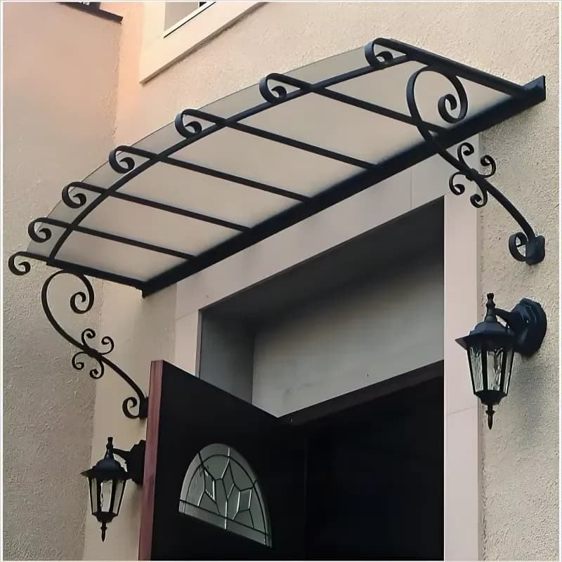 Villa Iron Canopy Tempered Glass Sunshade Outdoor Rain Cover Rainproof and Sun protection Limited Time Discount