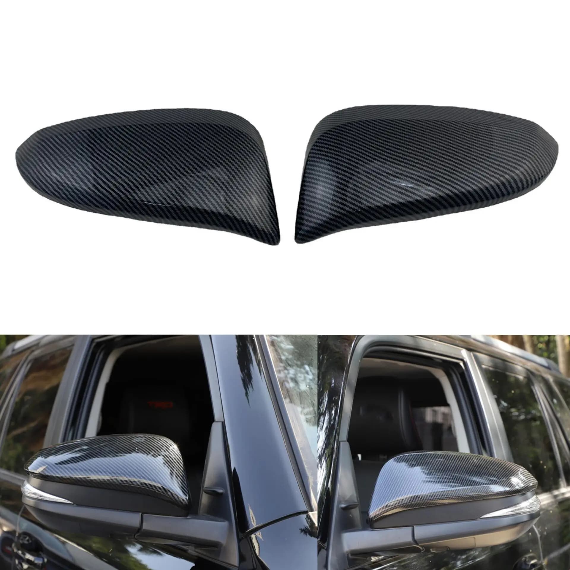 Car Rearview Side Mirror Cover Trim Fit For Toyota Hilux Revo 2015 2016 2017 2018 2019 2020 2021 2022  Carbon Fiber ABS
