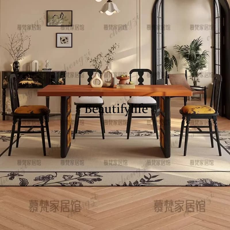P182 Design 6 Person Dining Table Brown Luxury Unique Wooden Nordic Dining Table Living Room Study Tavoli Da Pranzo Home Furnitu