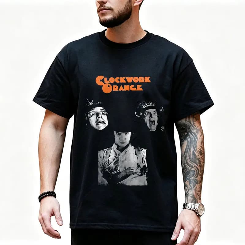 A Clockwork Orange Vintage 90s Graphic T‑Shirt 0907 Dystopian Movie Alex Droogs Print Short Sleeve Punk Gothic Streetwear Tees