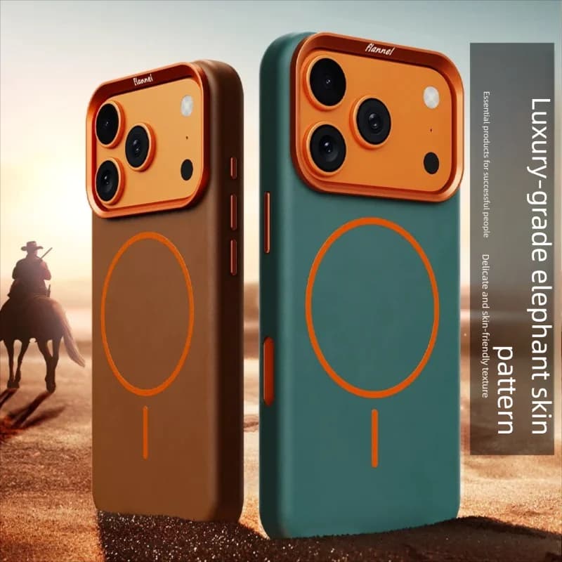 Premium Elephant Skin Textured Leather Case For iPhone 18 Pro Max 17 Air 16 15 14 Plus Magnetic Cover Luxury Casual Shell Pouch