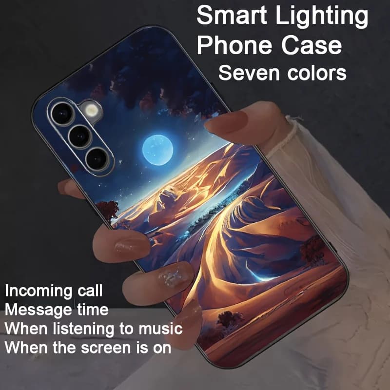 Space Universe Starry Night Luminous Phone Case For Samsung Zfold 5 6 7 S25 S24 S23 S22 S21 Plus FE Note 20 Ultra LED Glow Cover