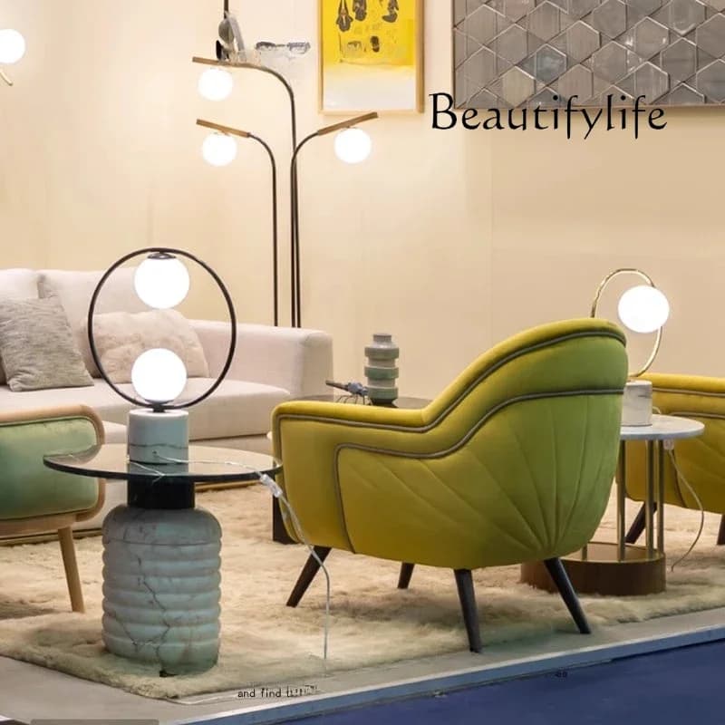 X Modern Simple Light Luxury Model Apartment Hotel Designer Pleated Marble Corner Table Coffee Table