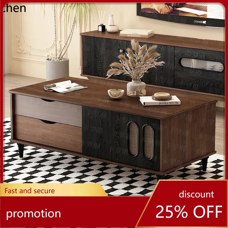 HXL full log living room coffee table retro TV cabinet combination high sense