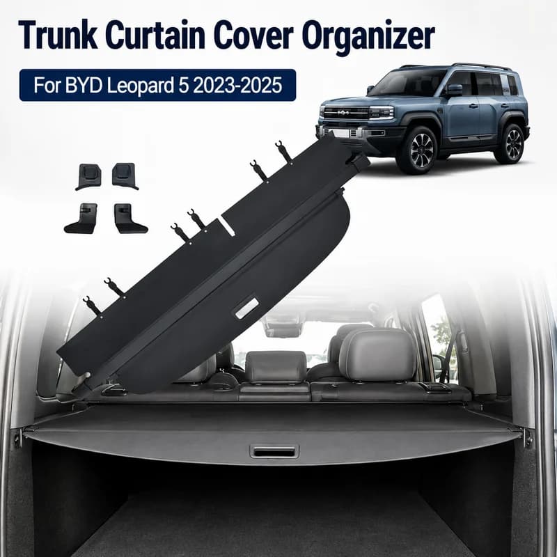 Trunk Curtain Cover Organizer For BYD Leopard 5 2023-2025 Car Rear Rack Partition Shelter Shield Shade Luggage Cargo Protector