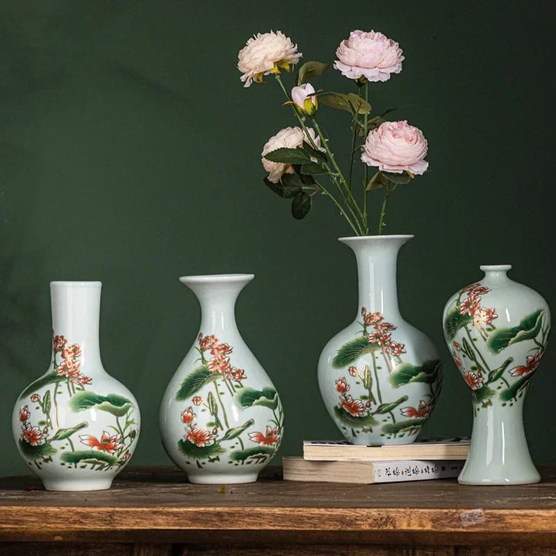 Jingdezhen New Chinese Ceramic Vase Decoration Living Room Dry Flowers Hydroponic Fresh Flowers Green Plants Porcelain Vase