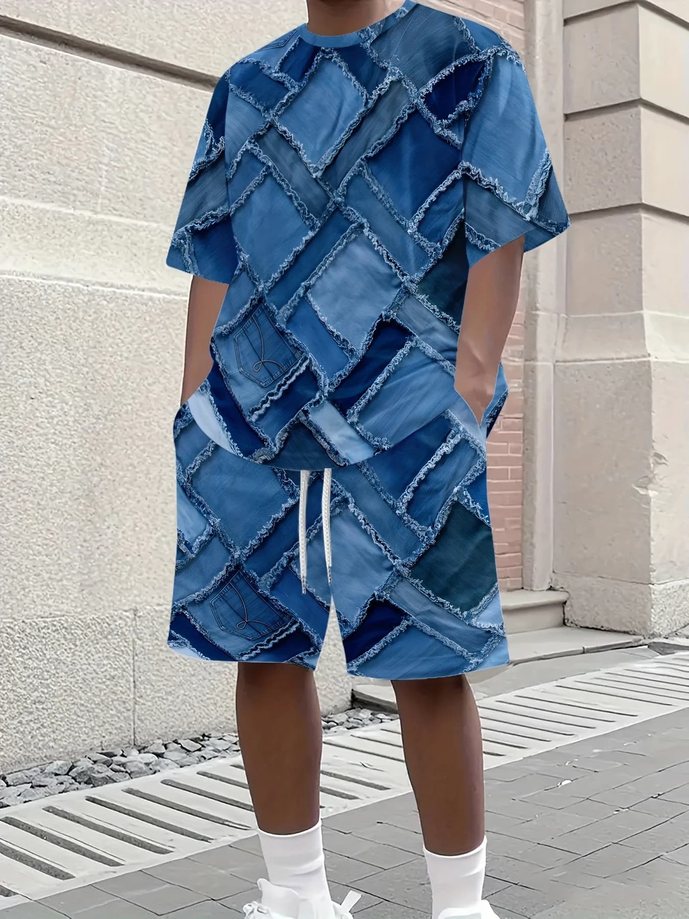 Summer men's T-shirt set adopts 3D personalized printing, fashionable, sporty, comfortable, soft and skin friendly