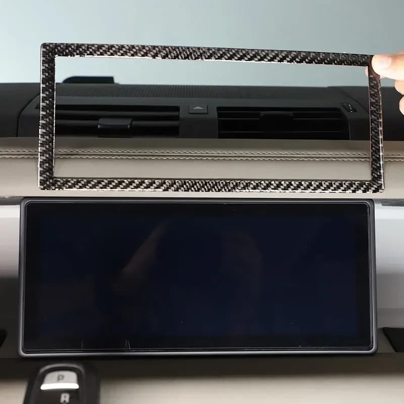 Soft Carbon Fiber Car Navigation Screen Frame Cover Trim Sticker Car Accessories For Land Rover Defender 90 110 130 2022-2024