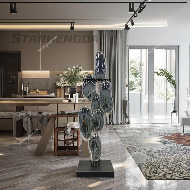 Pebble art stainless steel indoor vegetable sculpture decorative items, suitable for villas, hotel lobbies and living rooms