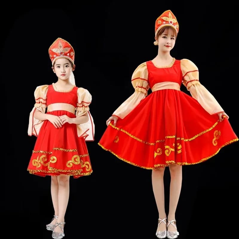 New Classical Elegant Russian National Dance Dress Adult Girl Kids Women Stage Performance Costume European Princess Stage Dress