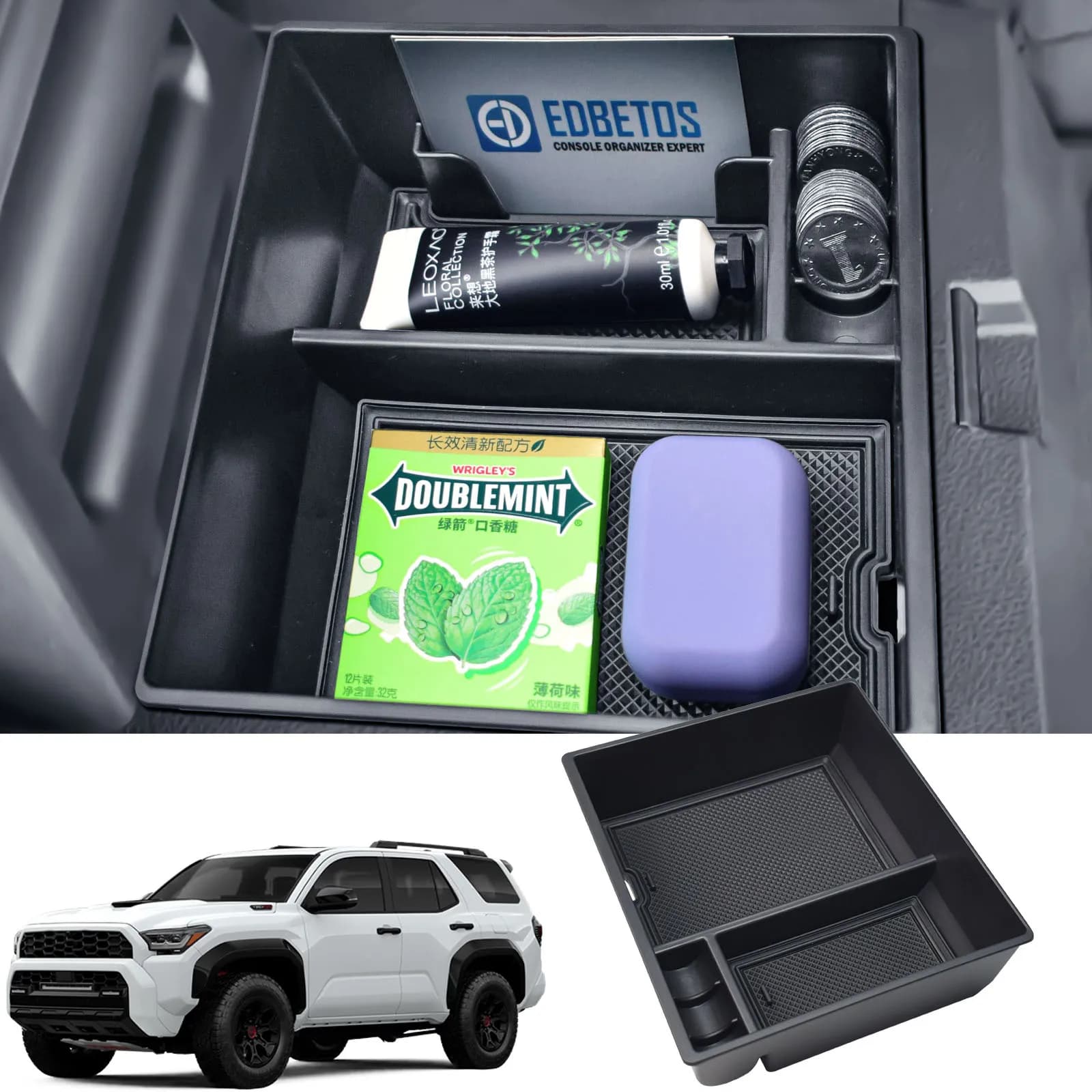 For 2025 Toyota 4Runner (6th Gen) Center Console Tray Armrest Storage Box Interior Car Storage Organizer Secondary Accessories
