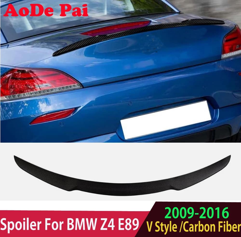 V Style Real Carbon Fiber Rear Boot Trunk Wing Spoiler Ducktial For BMW Z4 E89 2009-2015