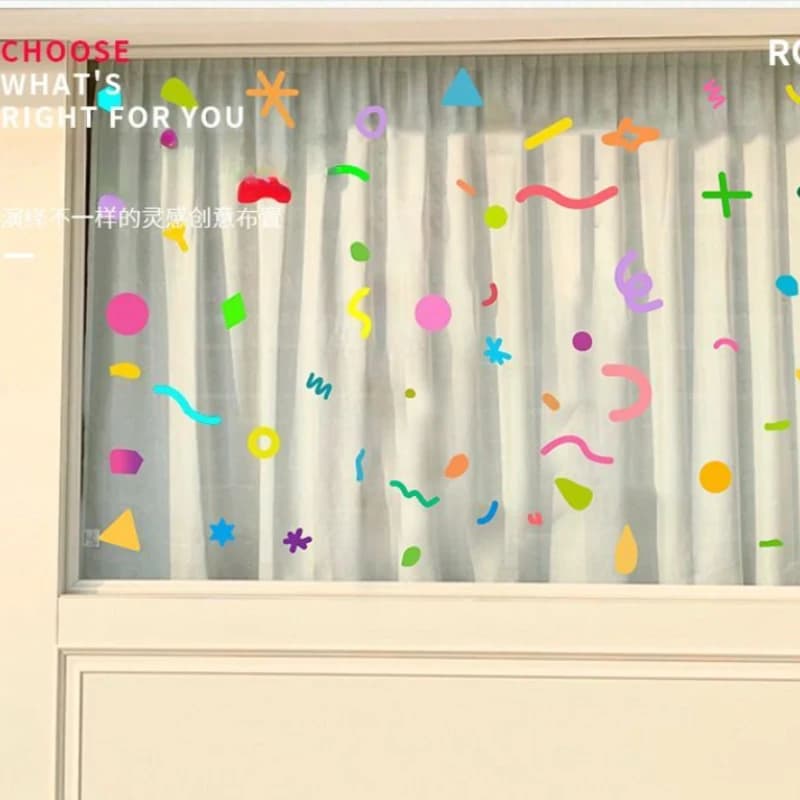 Korean Style Line Stickers Decorating Clothes Stores Milk Tea Restaurants Glass Shop Windows Display Glass Doors Static Stickers