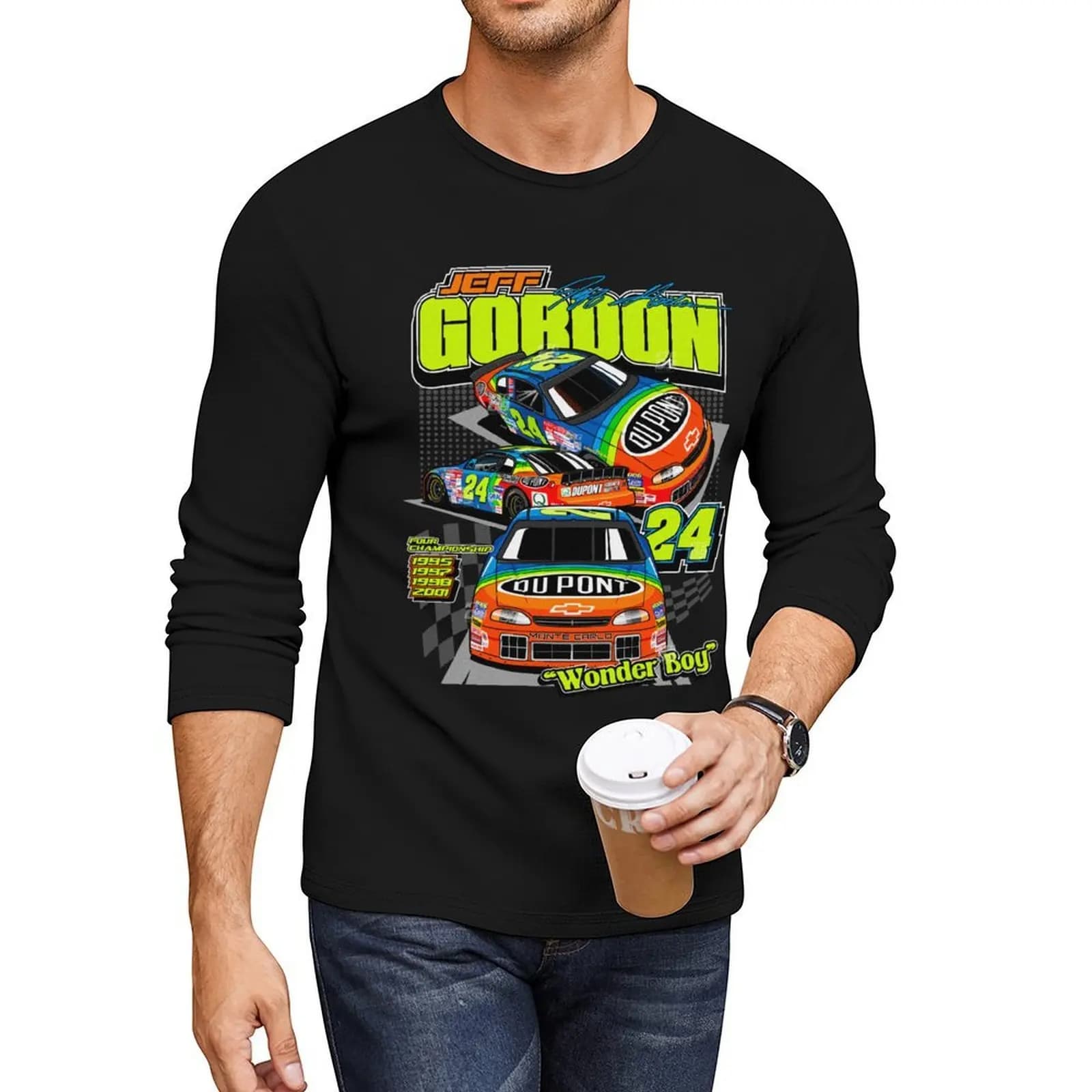 Jeff Gordon NASCAR Vintage Long T-Shirt oversized t shirt Oversized t-shirt plus size t shirts mens t shirt