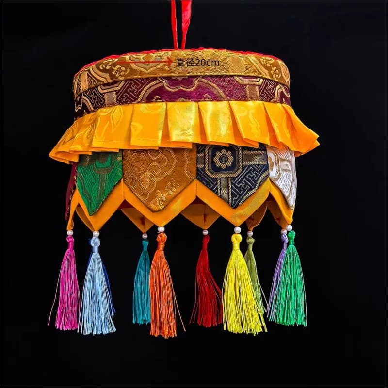 Ethnic Style Tibetan Dragon-Patterned Mini Treasure Umbrella,Buddhist Item Home Decor Colorful Double-Pointed Banner