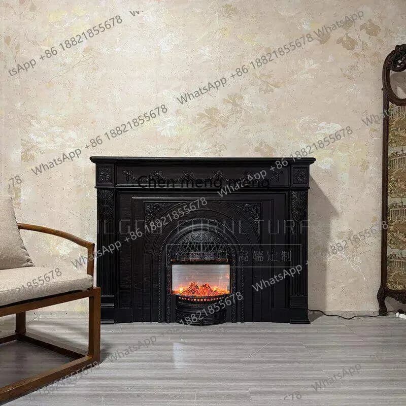 RR European style solid wood mantel carved decoration living room fireplace cabinet carved cabinet decoration