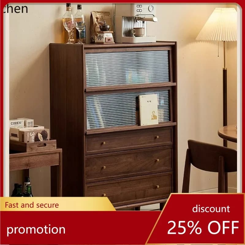 ZML Solid Wood Side Cabinet Living Room Sofa Dining Side Storage Cabinet Magazine Rack