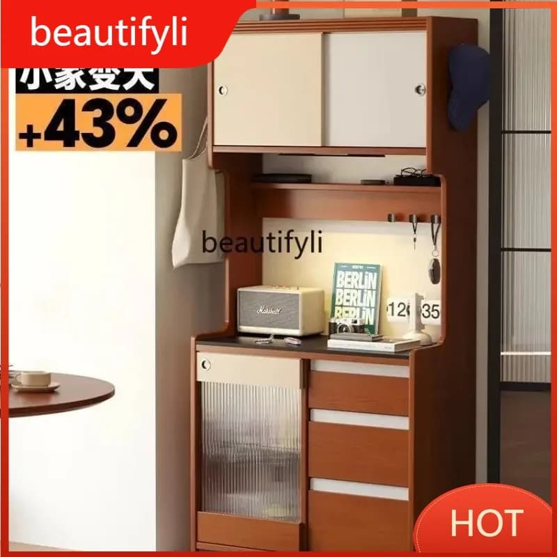 A139 Vintage Style Solid Wood Sideboard Wall-Mounted Narrow Wine Cabinet Home Dining Sideboard Entryway Storage Cabinet