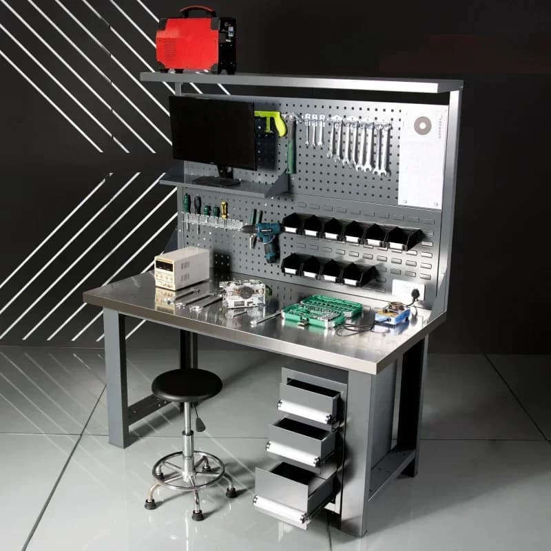 Stainless Steel Table With Light Corrosion-Resistant Heavy-Duty Test Bench With Power System Working Table