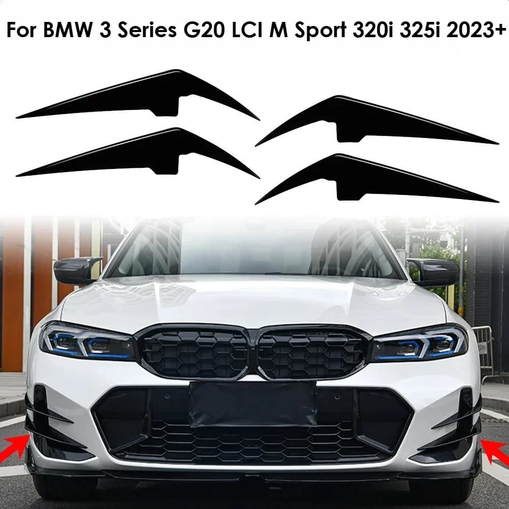 Car Front Wind Knife For BMW 3 Series G20 LCI 320i 325i M Sport 2023+ Spoiler Splitter Exterior Tuning Car Accessories