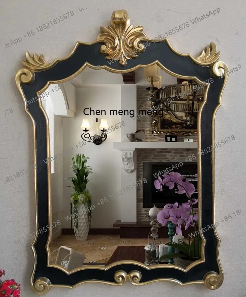 New European Special-Shaped Bathroom Mirror Square Vanity Mirror Makeup Mirror Living Room Dining Room Fireplace