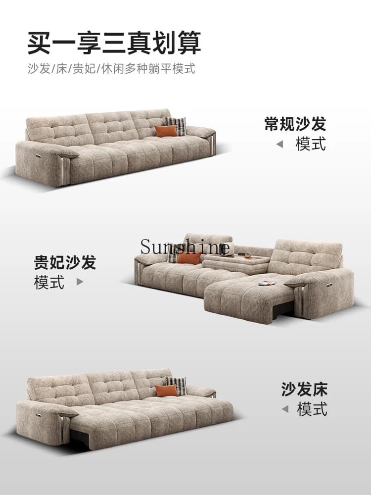 Living room retro cream cloud chenille fabric sofa simple and modernP