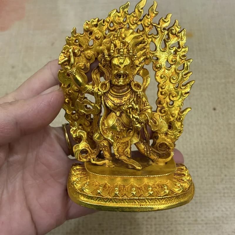 Antique Collectible Bronze Six-Armed Mahakala Buddha Statue Ornament Craft Home Decoration
