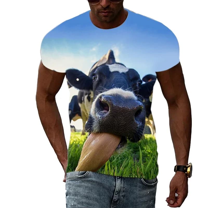Summer New Animal Cow Pattern Men's Children's T-shirt 3d Printing Original Personality Short-sleeved Hip-hop O-neck Thin Top