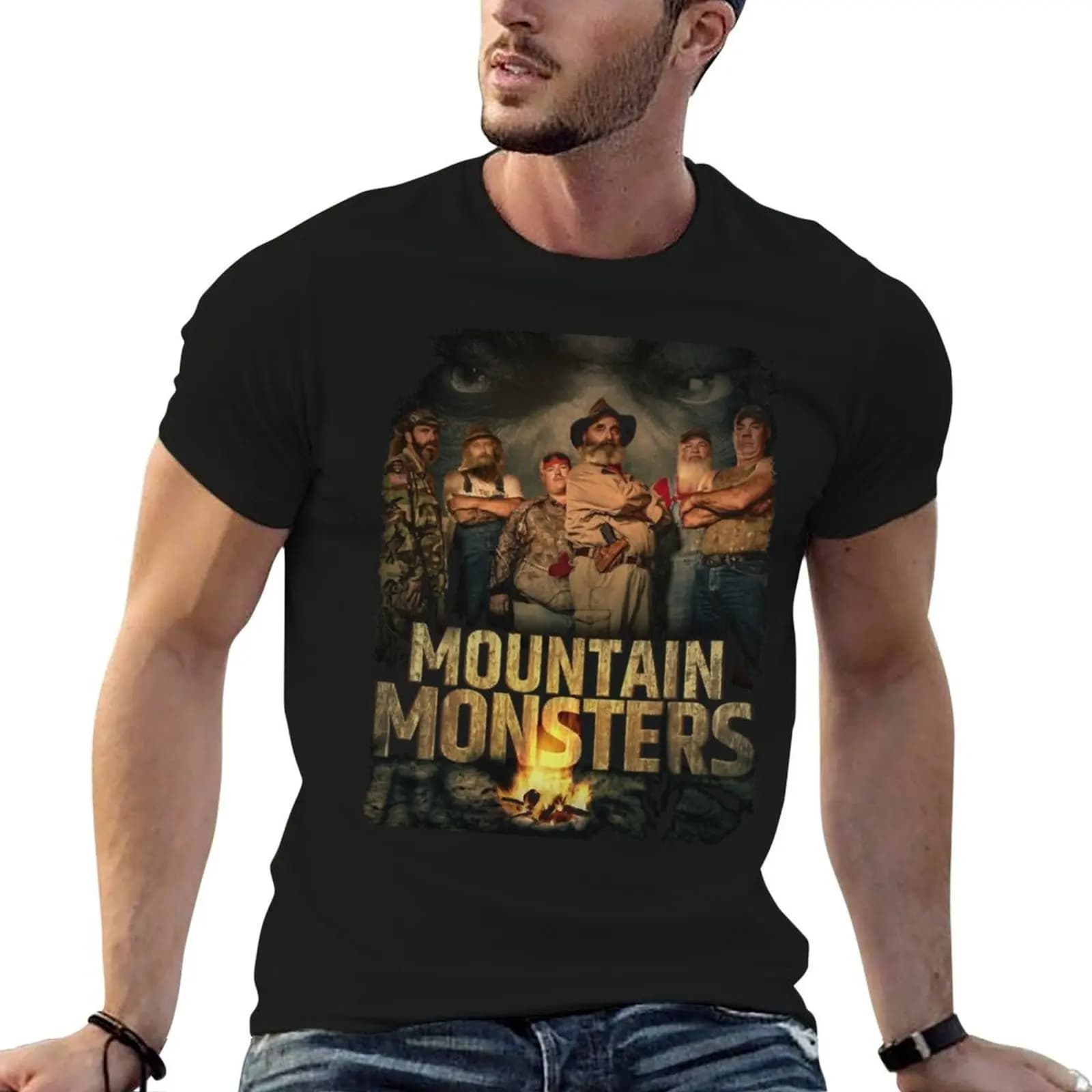 Bigfoot, Werewolf, Hellhound, Lizard Man, and Mothman T-Shirt graphic tee shirt blue archive mens funny t shirts