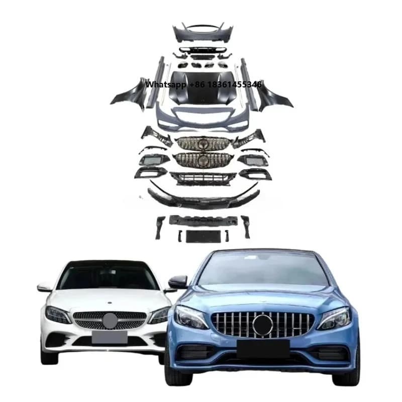 For   C-class W205 2013-2019 Upgrade to C63 W205 Bodykit PP Bumpers Grille Hood Fende Modification Factory Price