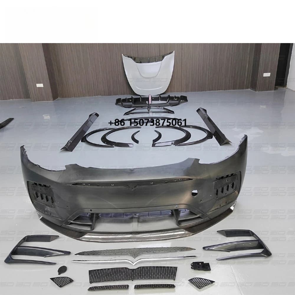 High Quality Real Carbon Fiber/ PP Material  Body Kit  Car Bumper Spoiler Side Skirts Wide Body for  Model Y