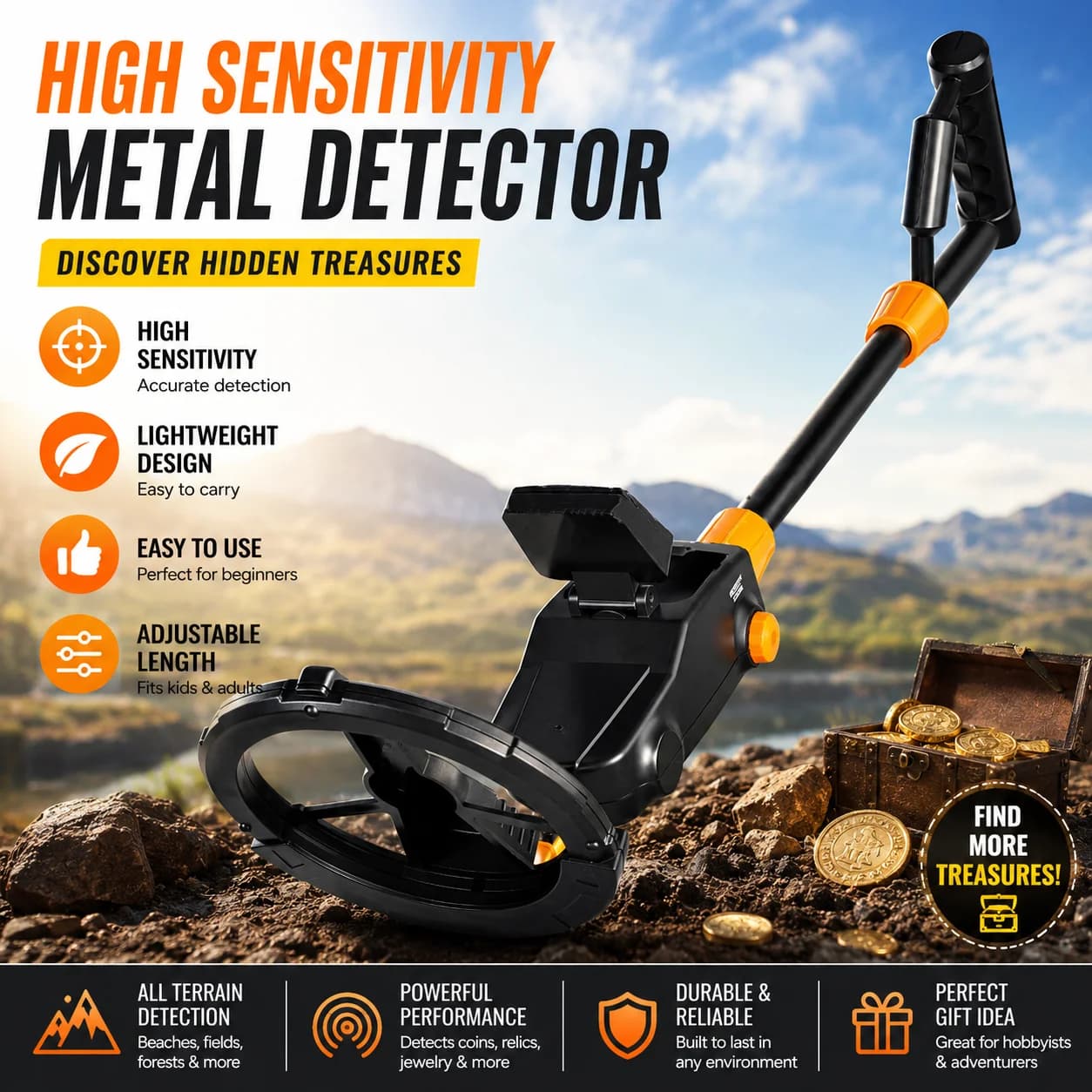 Gold Hunter Underground Metal Detector High Sensitivity Coil Pinpointer Professional Gold Finder Outdoor Treasure Hunt Scanner