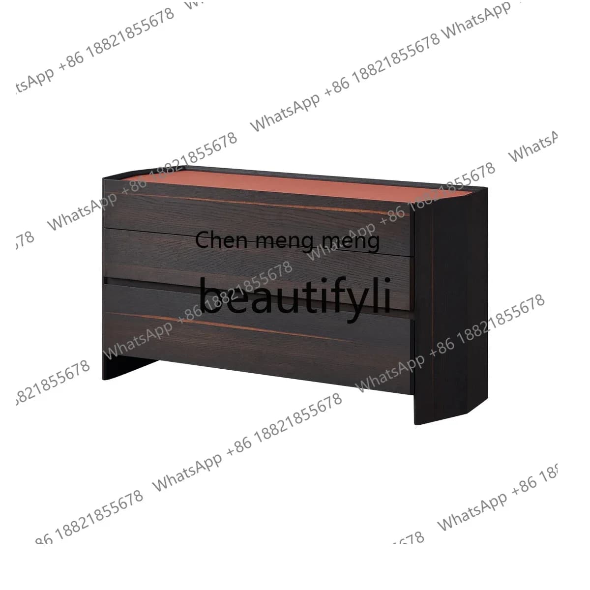 G Strictly selected Italian minimalist three-bucket cabinet bedroom modern simple solid wood storage drawer storage cabinet