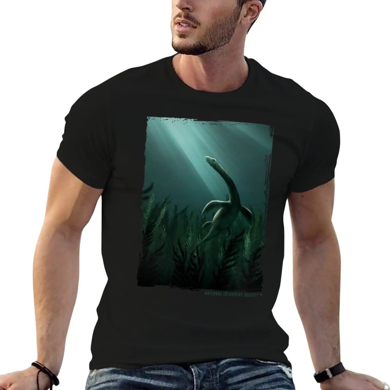 The Loch Ness Monster - Original Comic Watercolor Nessie Artwork T-Shirt cotton man t-shirts vintage clothes T-shirt men