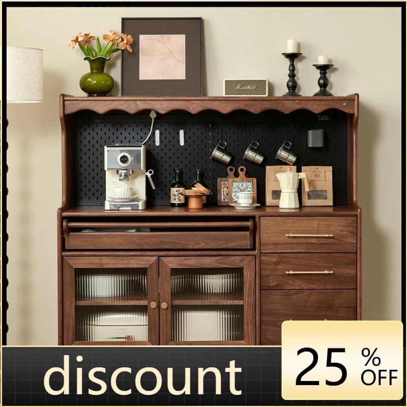 LH side cabinet integrated against the wall all solid wood hole board track storage wine cabinet