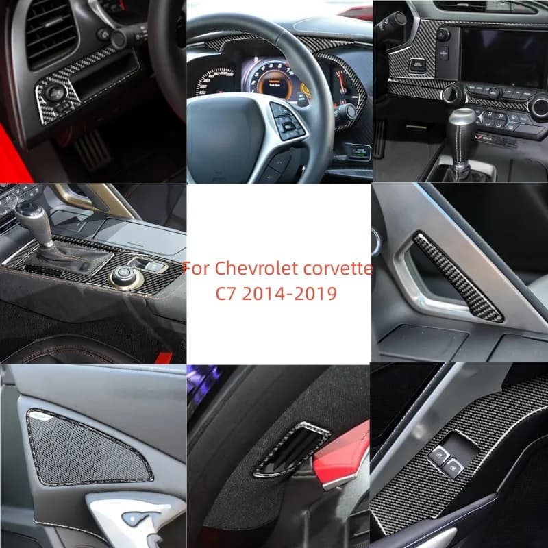 Car Carbon Fiber Headlight Switch Wait Black Stickers Decorative Car Interior Accessories For Chevrolet Corvette C7 2014-2019