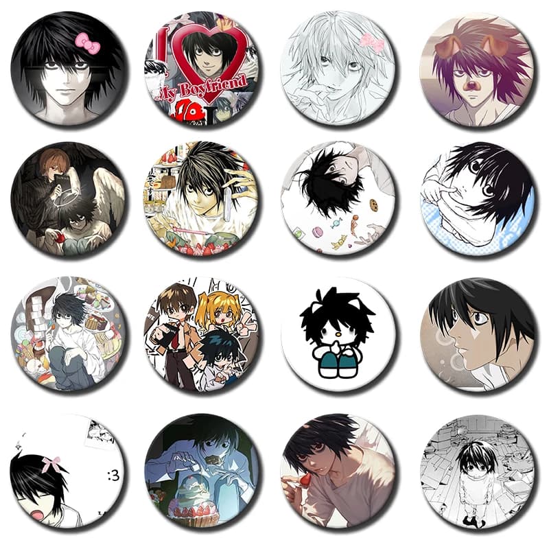 58mm Anime Cartoon Character L-L Lawliet Creative and Interesting Badges Can Be Given As Gifts for Children and Friends To Wear