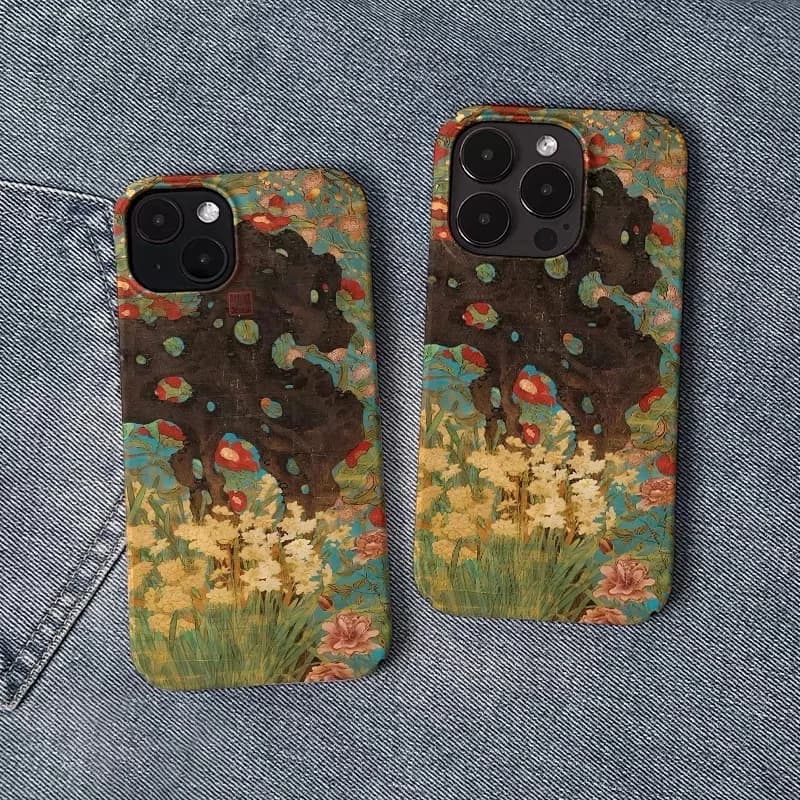 Ins Korean Green Gourd Flowers Case for IPHONE 17 16ProMax 15 14 13 12 11 PRO Plus Acrylic TPU Two in One Magnetic Phone Cases