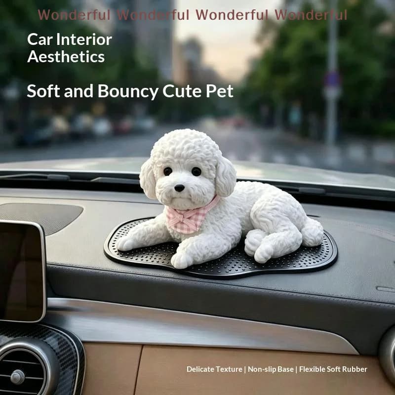 Car Decorative Silicone Teddy Dog Simulation Pet Accessories Gadget Holder Center Console Automobile Decoration New 1PC