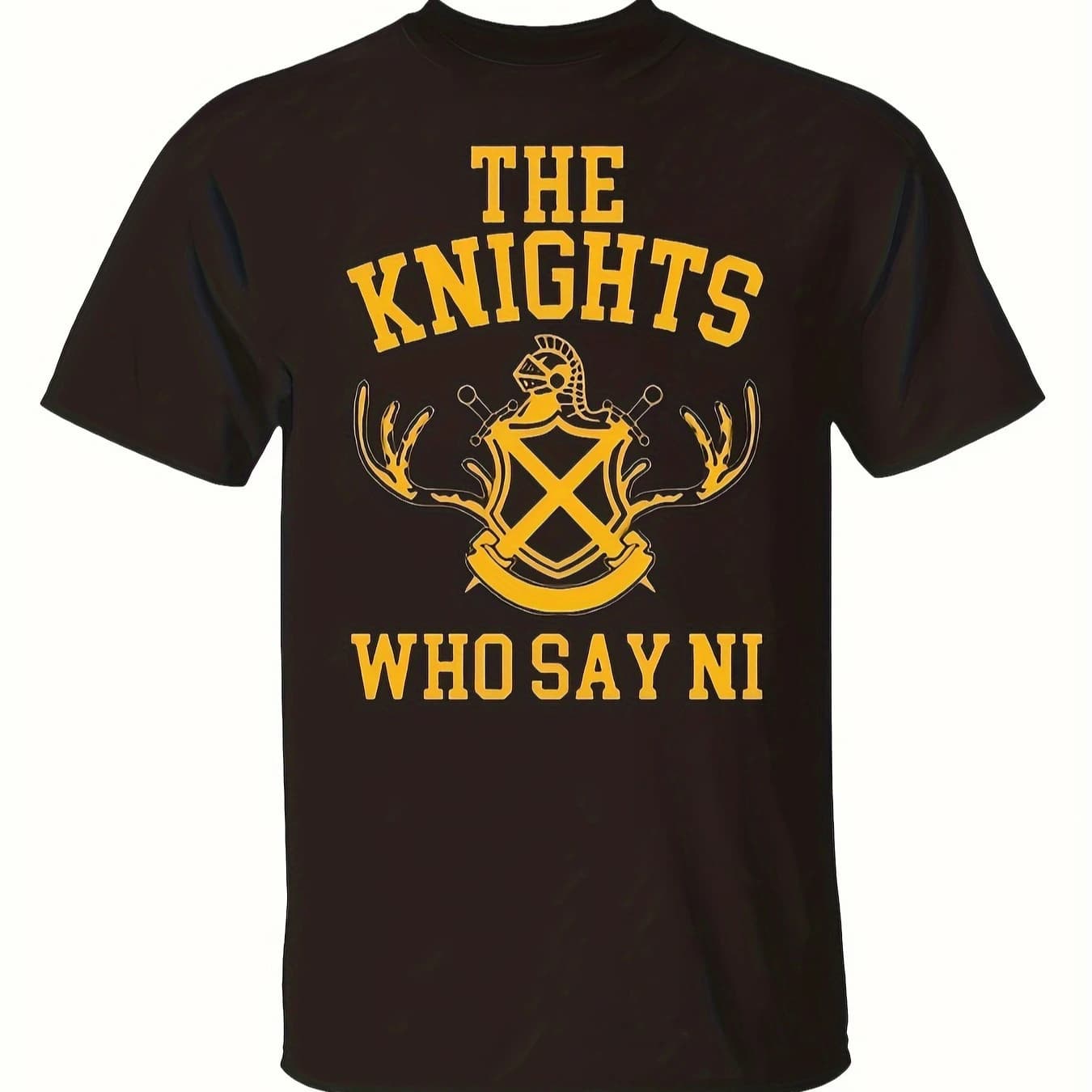 "The Knights Who Say Ni" Sword & Shield Medieval Heraldic T-Shirt 100% Cotton O-Neck Short Sleeve Summer Casual Mens T-shirt