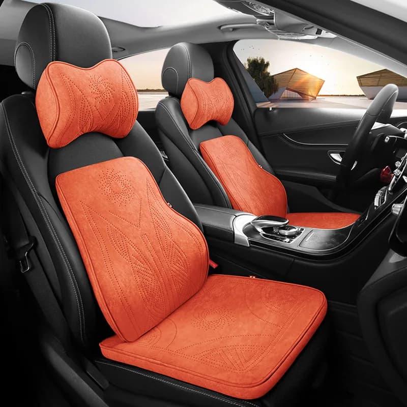 Car Seat Cushion Memory Foam Neck Headrest Lumbar Support Pillow Breathable Wear Resistant Auto Universal Interior Accessories