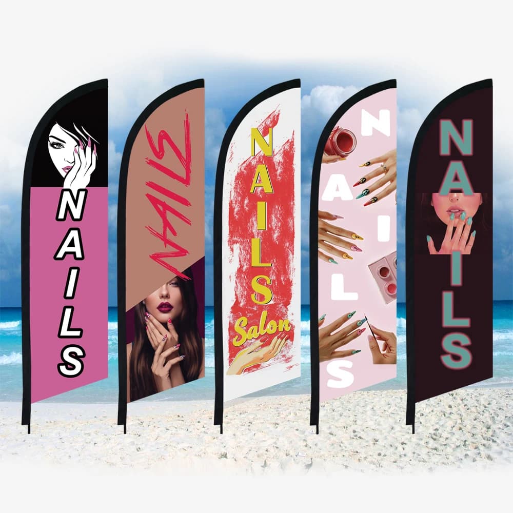 Nail Beauty Art Paintings Feather Flag Only Swooper Without Pole Beach Flag Shop Studio Custom  Decoration