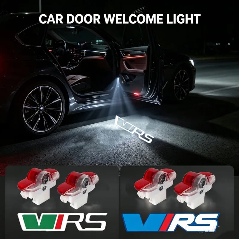 2Pcs Car Door Welcome Light Logo Ghost Shadow Projector Lamp For Skoda VRS Octavia A5 MKII 2006‑2013 Auto Interior Accessories