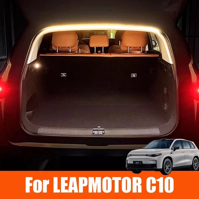 Car Rear Trunk LED Light Bar Strip For Leapmotor C10 2024 2025 Trunk Interior Brightening Decorative Lamp Strip Automatic Light