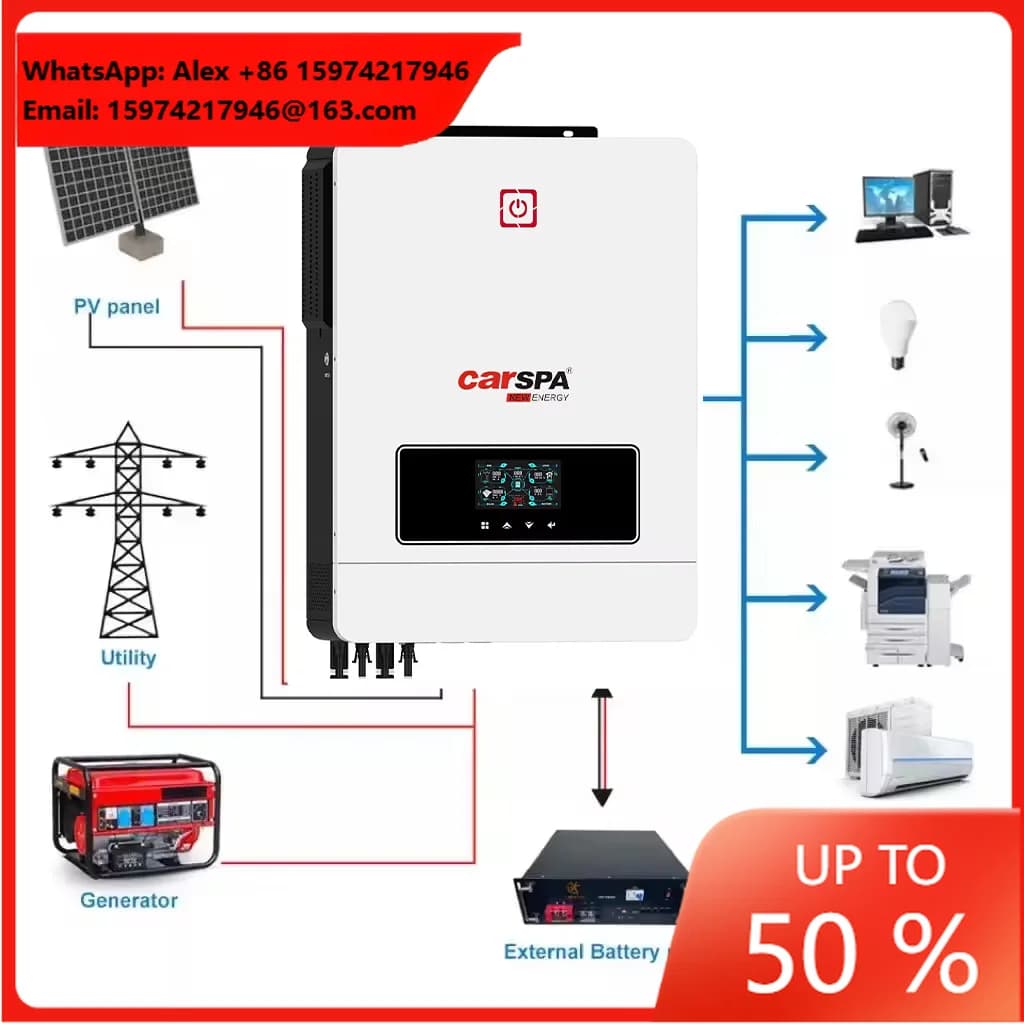 Carspa Hybrid Solar 8-10.2KW On/Off Grid MPPT Inverter With Pure Sine Wave 94% Efficiency CE Certified