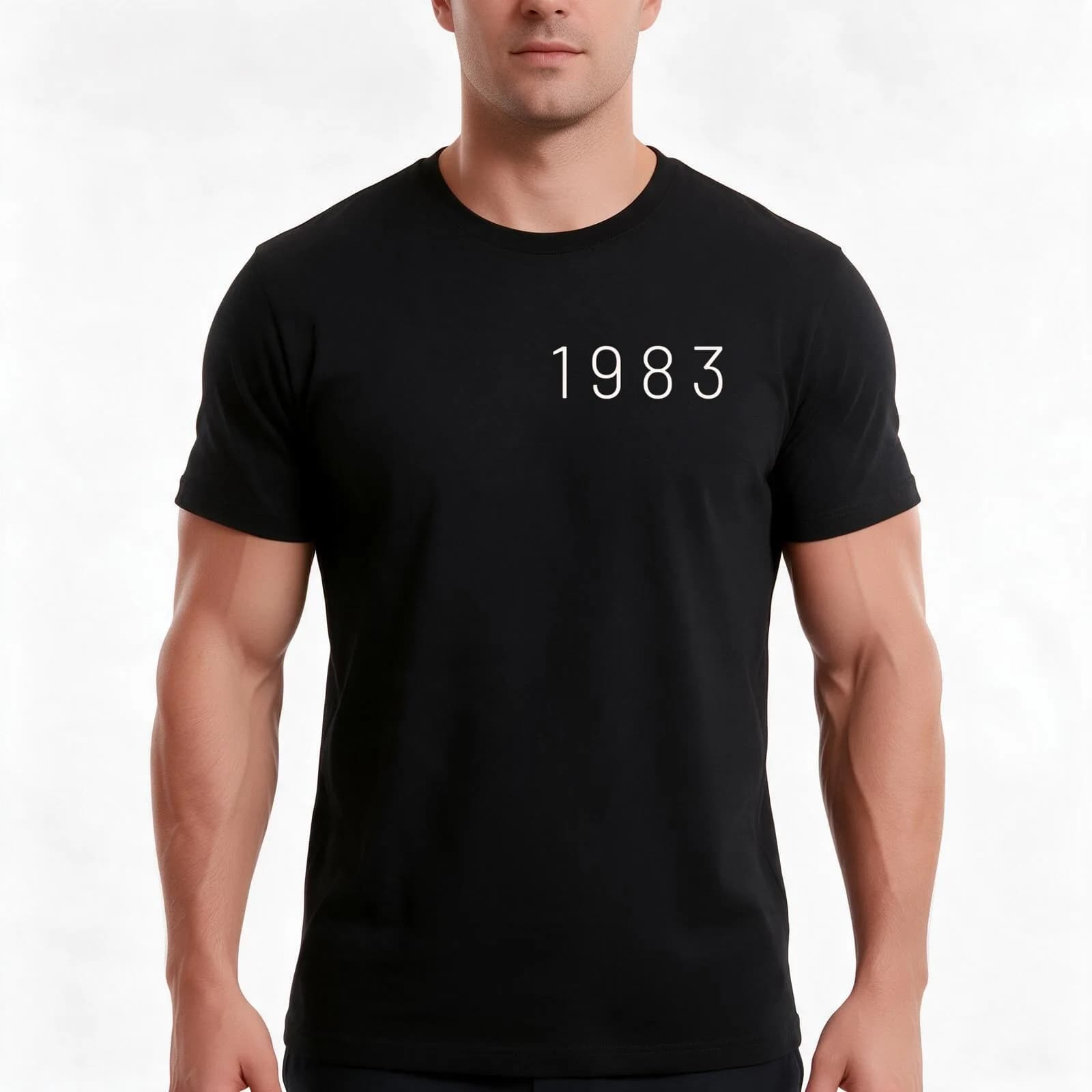 1983 T-Shirt, Summer Casual Cotton Tee, Oversized Streetwear Tops, Vintage Graphic Print, Loose Fit Short Sleeve, 100% Cotton