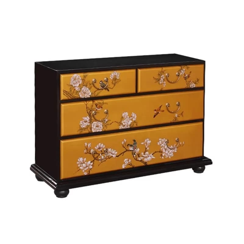 Solid wood painted chest cabinet, living room decoration storage cabinet, bedroom drawer storage four chest cabinet