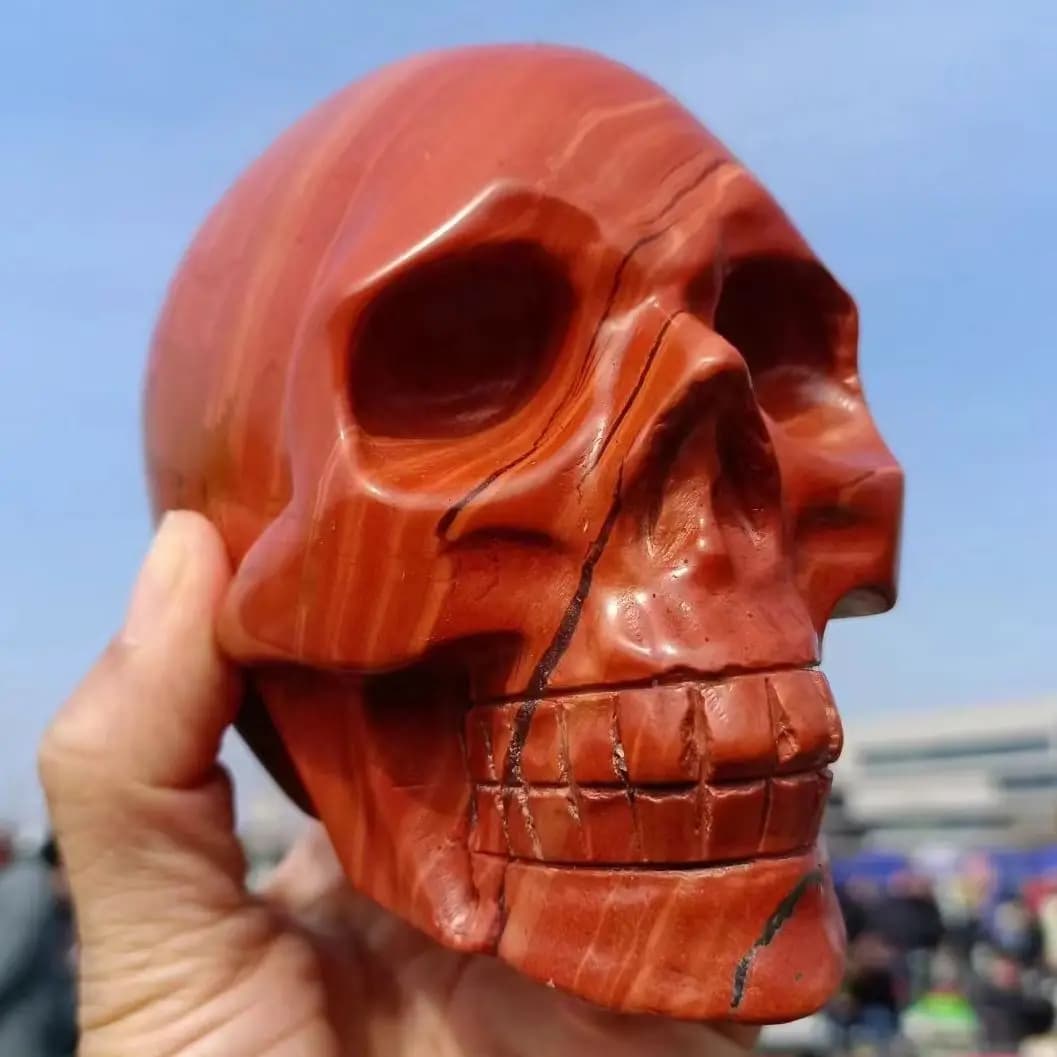 Large!Natural Formed!Red Jasper Stone, Skull, Red Quartz Crystal Ore Skull, Mineral, Reiki, Healing