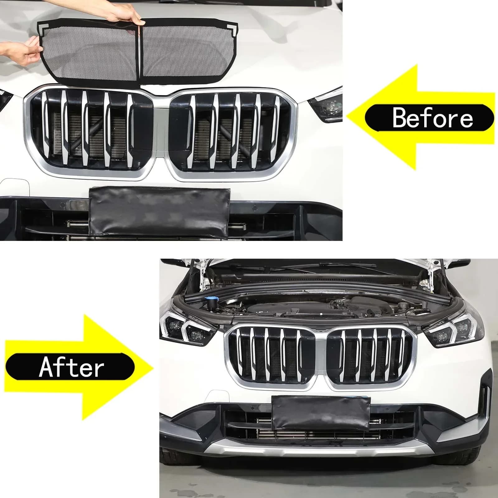 For BMW X1 iX1 U10 U11 2023-2025  Stainless Steel Black Car Front Grille Anti-Insect Net Decoration Car Exterior  Accessories